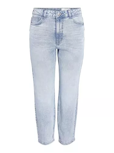 NOISY MAY Jeans NOISY MAY Damen Jeans Cropped High Waist Hose Denim Bleached Pants NMMONI, Farben:Hellblau, Größe:28W / 30L, Beinlänge:L30