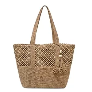 YAMEIZE Taschen & Rucksäcke YAMEIZE Stroh Strandtasche für Damen Faltbare Große Gewebte Strohtasche Tasche Schultertasche mit Reißverschluss Sommerurlaub