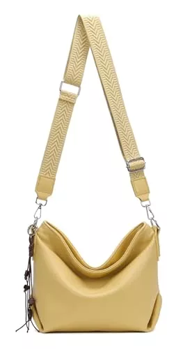 ITALYSHOP24 Taschen & Rucksäcke Damen Tasche Shopper Hobo Bags Crossbody Schultertasche Umhängetasche Handtasche Gürteltasche Crossover Kunst Leder
