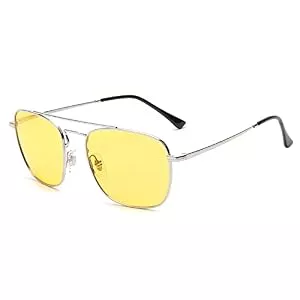 JIM HALO Sonnenbrillen & Zubehör JIM HALO Retro Quadratisch Pilot Sonnenbrille Nacht Fahren Linse Flache Metallbrille Männer Frauen Silber