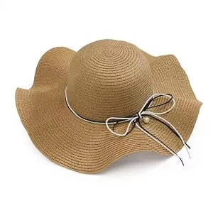JJDreams Hüte & Mützen JJDreams Damen Boho Strohhut Faltbarer Sonnenhut Strandhut Sommerhut mit Breite Krempe Schleife für Reise Urlaub und Strand,Khaki