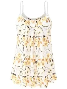 Knuffnee Tops Knuffnee Damen Top mit Integriertem BH Verstellbare Spaghetti Tops Lockere Armellose Bluse Unterhemd Kleine Blume M