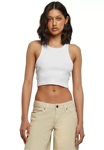Urban Classics Tops Urban Classics Damen Ladies Cropped Rib Top White, M