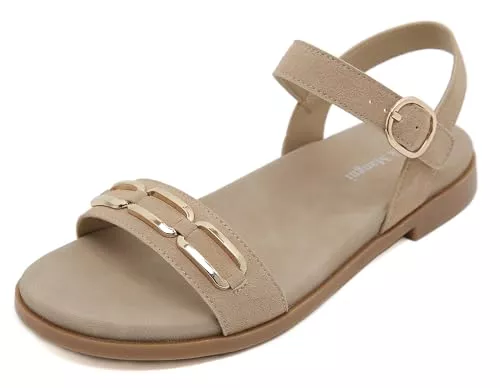 Meik Mangni Sandalen & Slides Meik Mangni Damen Sandalen Sommer Bequeme Flache Sandaletten Elegant Freizeit Sommerschuhe mit Verstellbaren Riemen Rutschfeste Outdoor Sandals,Gr.36-42 EU