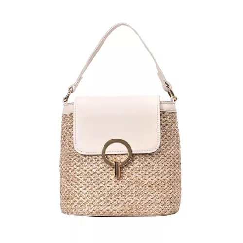 Generic Taschen & Rucksäcke Stroh Handtasche Damen Basttasche Böhmische Strandtasche Korbtasche Damen Boho Tasche Kleine Strand Stroh Umhängetasche Sommer Handgewebt Geflochtene Tasche für Reisen Strand Urlaub