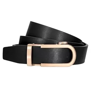 SUOSDEY Gürtel SUOSDEY Damen Ratschengürtel, automatischer Ledergürtel für Jeans Hosen Kleider mit goldener/silber Schiebeschnalle, 3.1 cm Breite schwarz