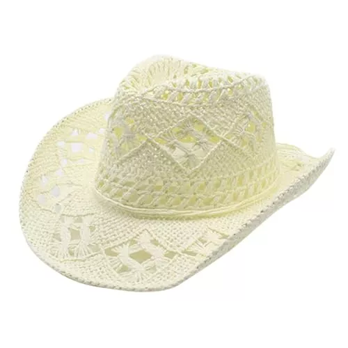 Generisch Hüte & Mützen Generisch Cowboy Hut Damen Strohhut Herren Panama Sonnenhut Mit Western-Band Für Sommer Strand Im Brasilianischen