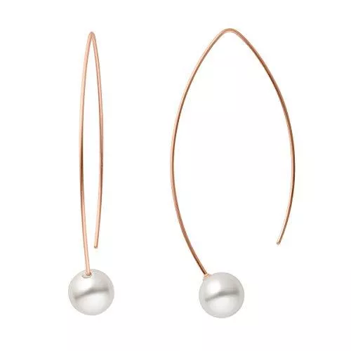 heideman ars gratia artis Schmuck Heideman Ohrringe Damen Auris aus Edelstahl rosegold farbend matt Ohrstecker hängend für Frauen Perle weiss rund 10mm