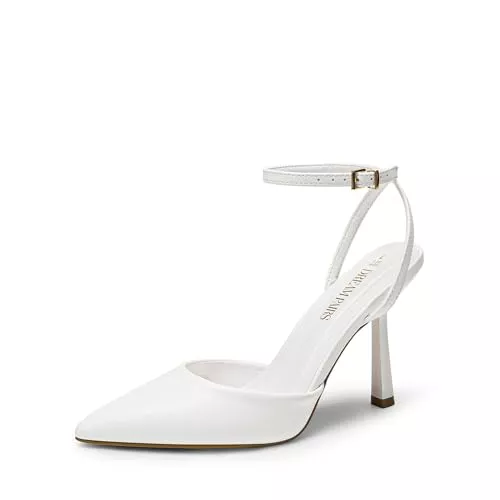 DREAM PAIRS High Heels DREAM PAIRS Damen High Heels Spitze Pumps mit Knöchelriemchen und Stiletto-Absatz Elegante Brautschuhe Abendschuhe für Party &amp; Hochzeit