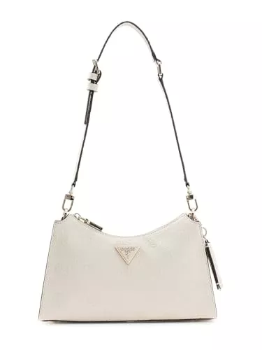 GUESS Taschen & Rucksäcke GUESS Schultertasche Cresidia II Top Zip Shoulder Bag Cream White Logo creme