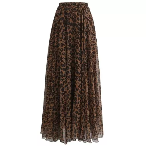 Chicwish Röcke CHICWISH Damen-Maxirock aus Chiffon mit Aquarell-Blumenmuster, fließender Schnitt