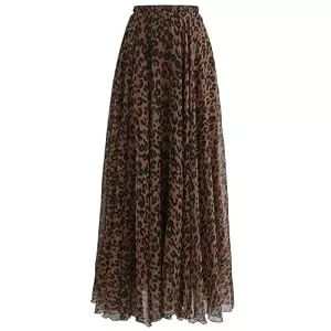 Chicwish Röcke CHICWISH Damen-Maxirock aus Chiffon mit Aquarell-Blumenmuster, fließender Schnitt