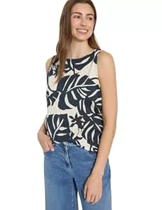 Cecil Ärmellose Blusen Cecil Top mit Rundhals und Blätterprint