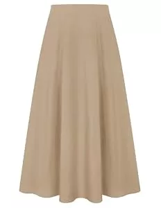 Kate Kasin Röcke Kate Kasin Damen A Linie Hohe Taille Röcke Sommer Casual Einfarbiger Maxirock Vintage Lang Lyocell Leinen Freizeitrock mit Tasche