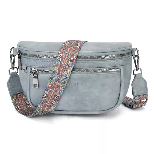 APHISON Taschen & Rucksäcke APHISON Damen Bauchtasche Umhängetasche Blau Veganes Leder RFID Blockierung Mehrere Fächer Ultraleicht Hochwertig Verstellbarer Breiter Schultergurt Alltag