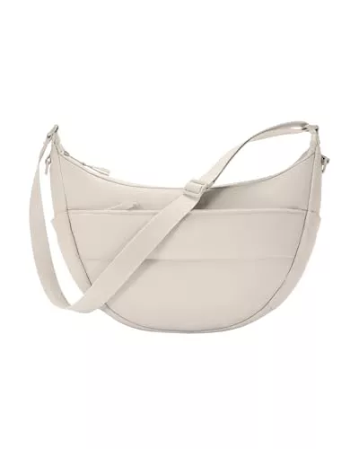 LARKSON Taschen & Rucksäcke LARKSON Crossbody Bag Damen &amp; Herren Beige - Emma - Puffer Umhängetasche im Halbmond Design - Halbrunde Schultertasche - Puffy Moon Bag - Wasserabweisend
