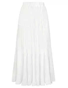Kate Kasin Röcke Kate Kasin Damen A-Linie Rüschen Maxirock Elastische Hohe Taille Röcke Leichte Chiffon Fließende Frühling Sommer Skirts Outfit