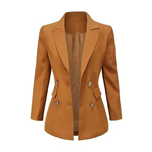 leLemooner Blazer Lemooner Damen Anzug Blazer Business Cardigan Zweireiher Reverskragen Elegant Anzugjacke Lang Festlich Jacke Bolero Trenchcoat Sakko S-5XL