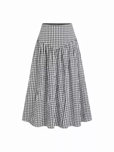 CIDER Röcke CIDER Lange Röcke mit Gingham-Muster, Maxi-Plaidrock, A-Linie, hohe Taille, Sommerröcke, lässig, trendig 2025