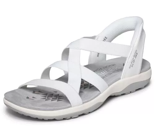 Skechers Sandalen & Slides Skechers Damen Reggae Slim Stretch Flex Turnschuhe, White Knit Gore, 38 EU