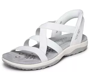 Skechers Sandalen & Slides Skechers Damen Reggae Slim Stretch Flex Turnschuhe, White Knit Gore, 38 EU