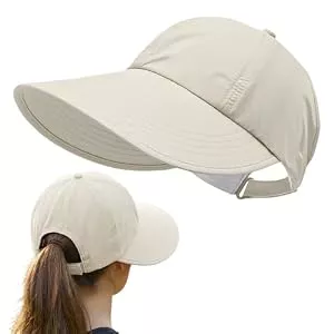 Generisch Hüte & Mützen Generisch Sonnenhut Damen, 2026 Neu Visor Cap Damen, Faltbar UV Schutz 50 Hut, Sonnenhüte für Damen, Sunscreen Baseball Hat mit Breite Krempe Pferdeschwanz Strandhut für Golf Reisen Wandern