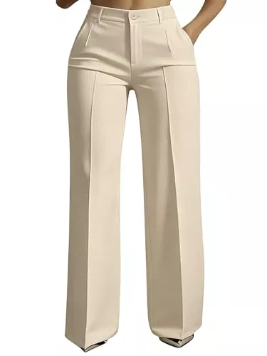CLOAKA Hosen CLOAKA Anzughose Damen High Waist Weites Bein Stoffhose Casual Business Chino Hose Lang Elegante Bundfaltenhose Damen mit Taschen