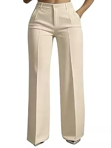 CLOAKA Hosen CLOAKA Anzughose Damen High Waist Weites Bein Stoffhose Casual Business Chino Hose Lang Elegante Bundfaltenhose Damen mit Taschen