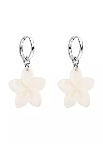 Purelei Uhren Purelei Plumeria Ohrringe – wasserfest | Creolen mit Blütenanhänger aus Edelstahl | 14K Vergoldung, Silber &amp; 18K Rosévergoldung | Aloha-inspirierte Ohrringe