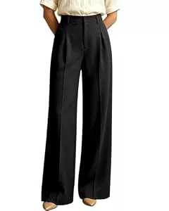JUOIANTANG Hosen JUOIANTANG Anzughose Damen Hohe Taille Palazzohose mit Gerades Weites Bein und Taschen Frauen Weite Stoffhosen XS-XXL