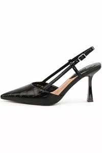 Rio Fiore High Heels Rio Fiore Pumps, Damen Slingpumps, 8.5cm Absatz, Schwarz, weiches Kunstleder, Bequeme Schuhe mit Absatz, Spitze High Heels, Slingback, AH2307-18
