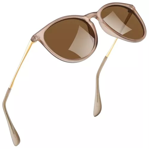 kunchu Sonnenbrillen & Zubehör kunchu Sonnenbrille-Damen-Polarisierte-Sonnenbrille-Rund-UV400-im-Retro-Sonnenbrille-für-Damen &amp; Herren Schutz Vintage Lotuswurzelstärke