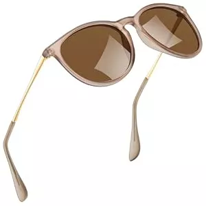 kunchu Sonnenbrillen & Zubehör kunchu Sonnenbrille-Damen-Polarisierte-Sonnenbrille-Rund-UV400-im-Retro-Sonnenbrille-für-Damen &amp; Herren Schutz Vintage Lotuswurzelstärke