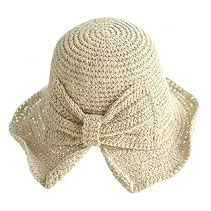 KXF Hüte & Mützen KXF Frauen Stroh Sonnenmütze Floppy Breite Rand Strand Sonnenmütze Faltbare Sommer Outdoor Pferdeschwanz UV Schutzhut für Reiseurlaub