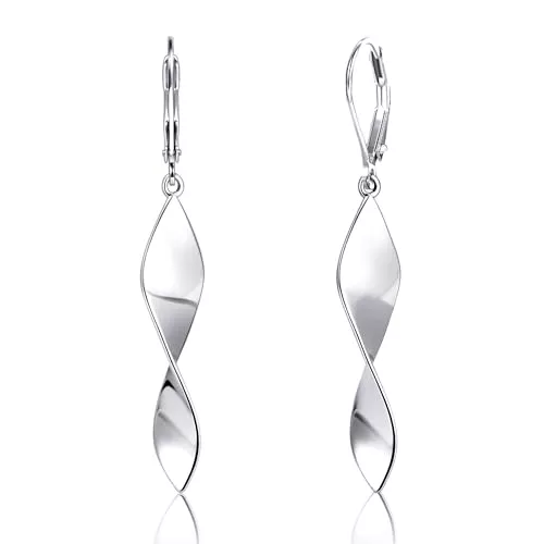 ASH'S CHOICE Schmuck ASH'S CHOICE Silber 925 Ohrringe Hängend Hypoallergen Französische Klein Creolen mit Anhänger Doppel Gedrehter/Spirale/Blatt/Wassertropfen Lange Ohrhänger Boho Damen Frauen