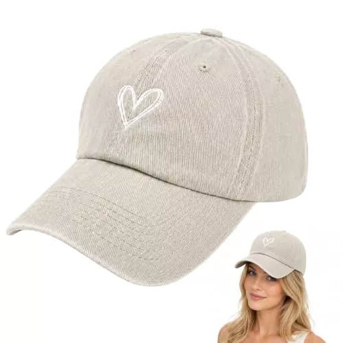 JazRvr Hüte & Mützen JazRvr Cap Damen Pferdeschwanz, Damen Baseballkappe Mit Herz Design, Pferdeschwanz Öffnung, Verstellbar, Atmungsaktiv &amp; Bequem, Ideal Für Outdoor, Strand, Spaziergang Und Alltäglichen Gebrauch