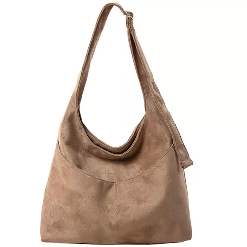 JANSBEN Taschen & Rucksäcke JANSBEN Wildleder Handtasche Damen Groß Shopper Tasche Damen Schultertasche Suede Hobo Bag Umhängetasche für Freizeit, Arbeit, Reisen