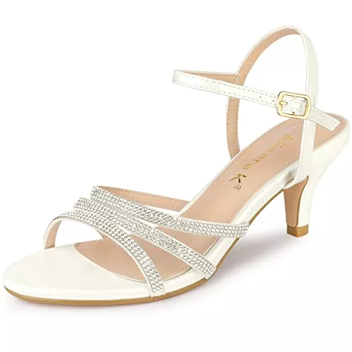 Allegra K Sandalen & Slides Allegra K Damen PU Knöchelriemen Strass Kätzchen Absatz Sandalen