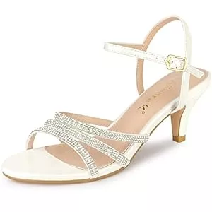 Allegra K Sandalen & Slides Allegra K Damen PU Knöchelriemen Strass Kätzchen Absatz Sandalen