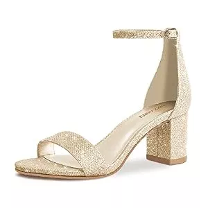 PIZZ ANNU  PIZZ ANNU Sandalen Damen mit Absatz Bequem Sandaletten Sommer Elegant Sommerschuhe Klassische Blockabsatz Schuhe Gold EU 36