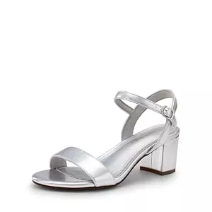 DREAM PAIRS  DREAM PAIRS Damen-Sandalen mit hohen Absätzen Modische Blockabsätze-Sandals mit offenem Zehenbereich und Pumpabsatz,Size 38,Silbermetallisch,SDHS2412W