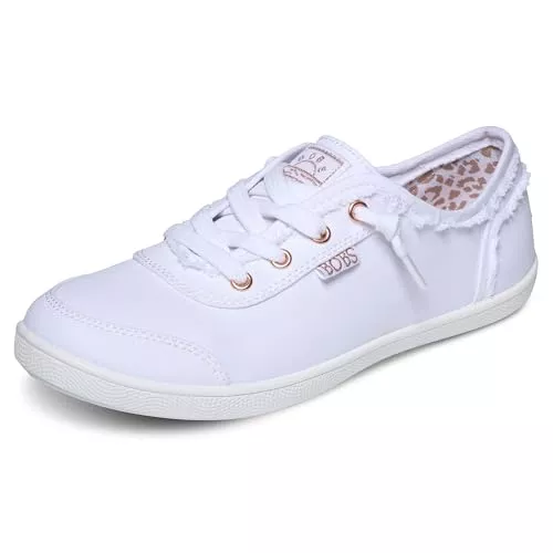 Skechers Flache Schuhe Skechers Damen Bobs B Cute Trainers, White Canvas, 38 EU