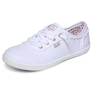 Skechers Flache Schuhe Skechers Damen Bobs B Cute Trainers, White Canvas, 38 EU