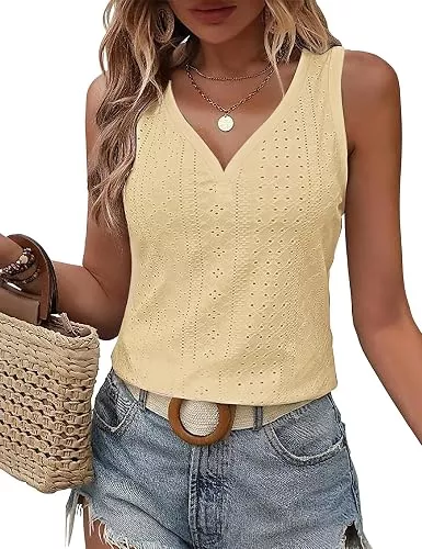 DUOEASE Tops DUOEASE Tank Top Damen Sommer 2025 V-Ausschnitt Casual Top Damen Sexy Ãrmellose Elegante Oberteile Damen