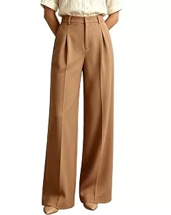 JUOIANTANG Hosen JUOIANTANG Anzughose Damen Hohe Taille Palazzohose mit Gerades Weites Bein und Taschen Frauen Weite Stoffhosen XS-XXL