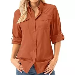 Asfixiado Hemdblusen Damen Hemdbluse UV Shirt UPF 50+ Safari Kleidung Wanderbluse Damen Outdoor Cooling Quick Dry Sonnenschutz Langarm Luftiges Hemd