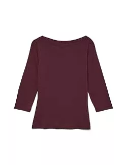 VERO MODA Langarmshirts VERO MODA Damen Stretch T-Shirt 3/4 Arm Basic U-Boot-Ausschnitt Top Oberteil Regular Fit Langarm VMPANDA
