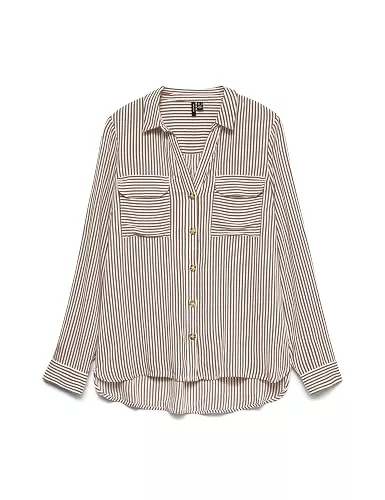 VERO MODA Hemdblusen VERO MODA Damen Blusen Hemd Leger mit Brusttaschen Regular Stretch 3/4 Arm Top Oberteil