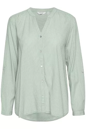 b.young Hemdblusen b.young BYFABIANNE Damen Bluse Hemdbluse Langarm mit V-Ausschnitt
