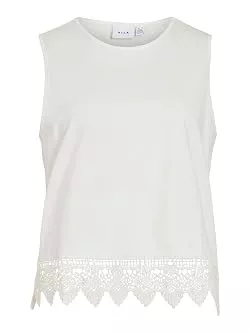 Vila Ärmellose Blusen Vila Damen Vila Female Top Vialka Rundhals Vialka S/L Lace Detail Top (1er Pack)